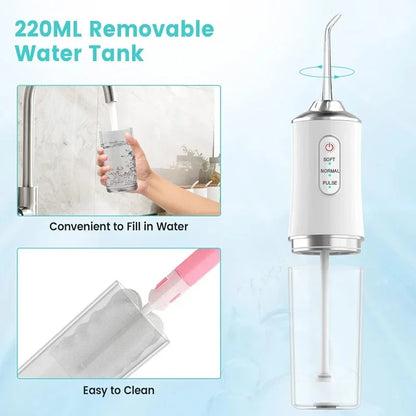 Xiaomi Intelligent Pulse Dental Irrigator USB Rechargeable Electric Multiple Mode Water Flosser 220ML Durability Teeth Cleaner